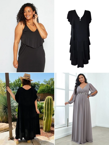 Schwarzes langes Kleid in übergröße