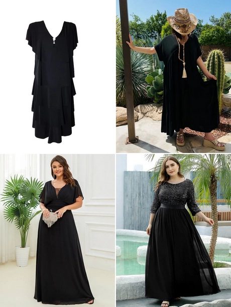 Langes Schwarzes Kleid in übergröße