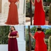 Langes rotes Kleid in übergröße